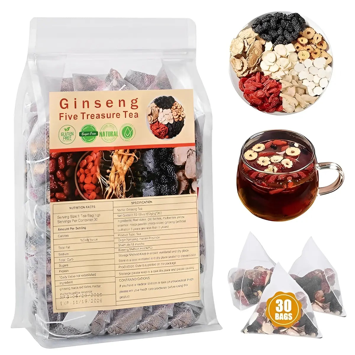 Ginseng Five Treasure Tea | شاي الجينسنغ الكنوز الخمسة - Herbal Wellness Tea