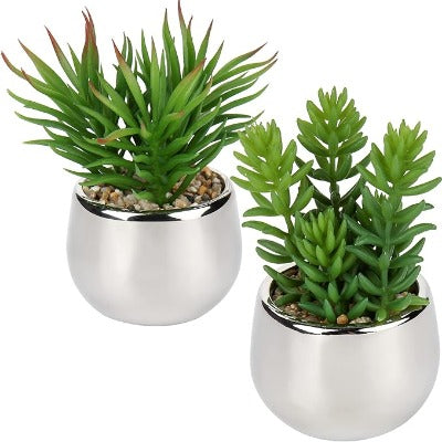 Artificial Silver Decorative Pot Plant - Emirex UAE