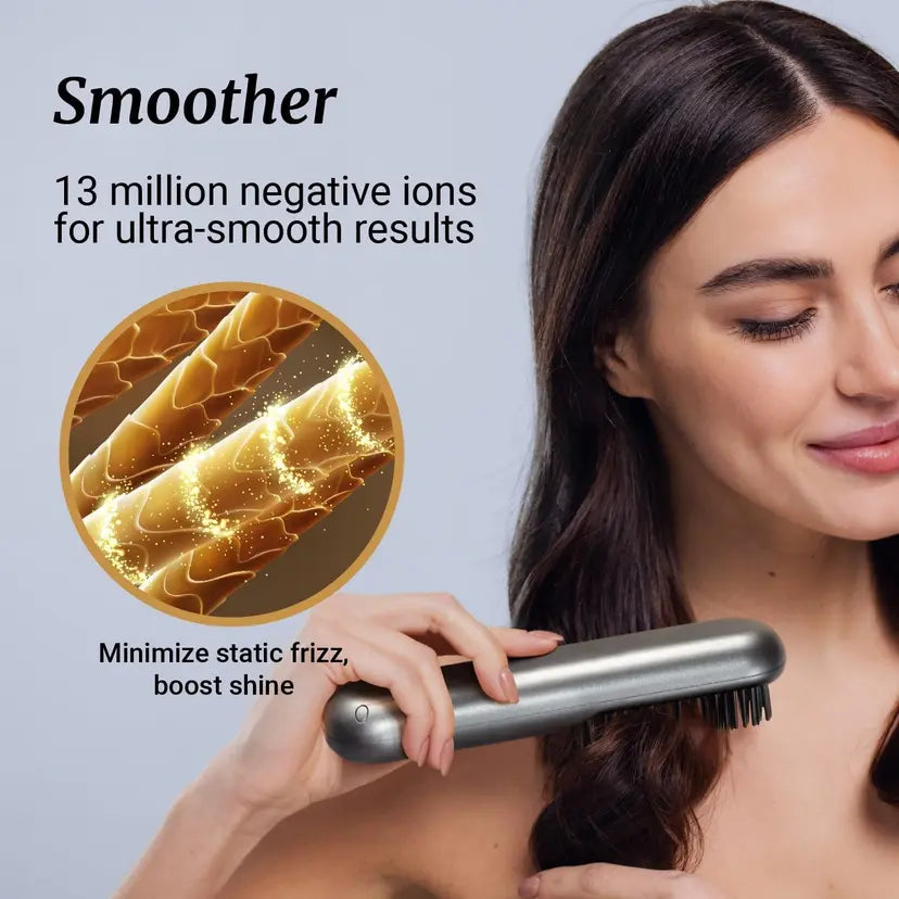 Ionic Hair Straightening Brush – Cordless USB Rechargeable | Emirex