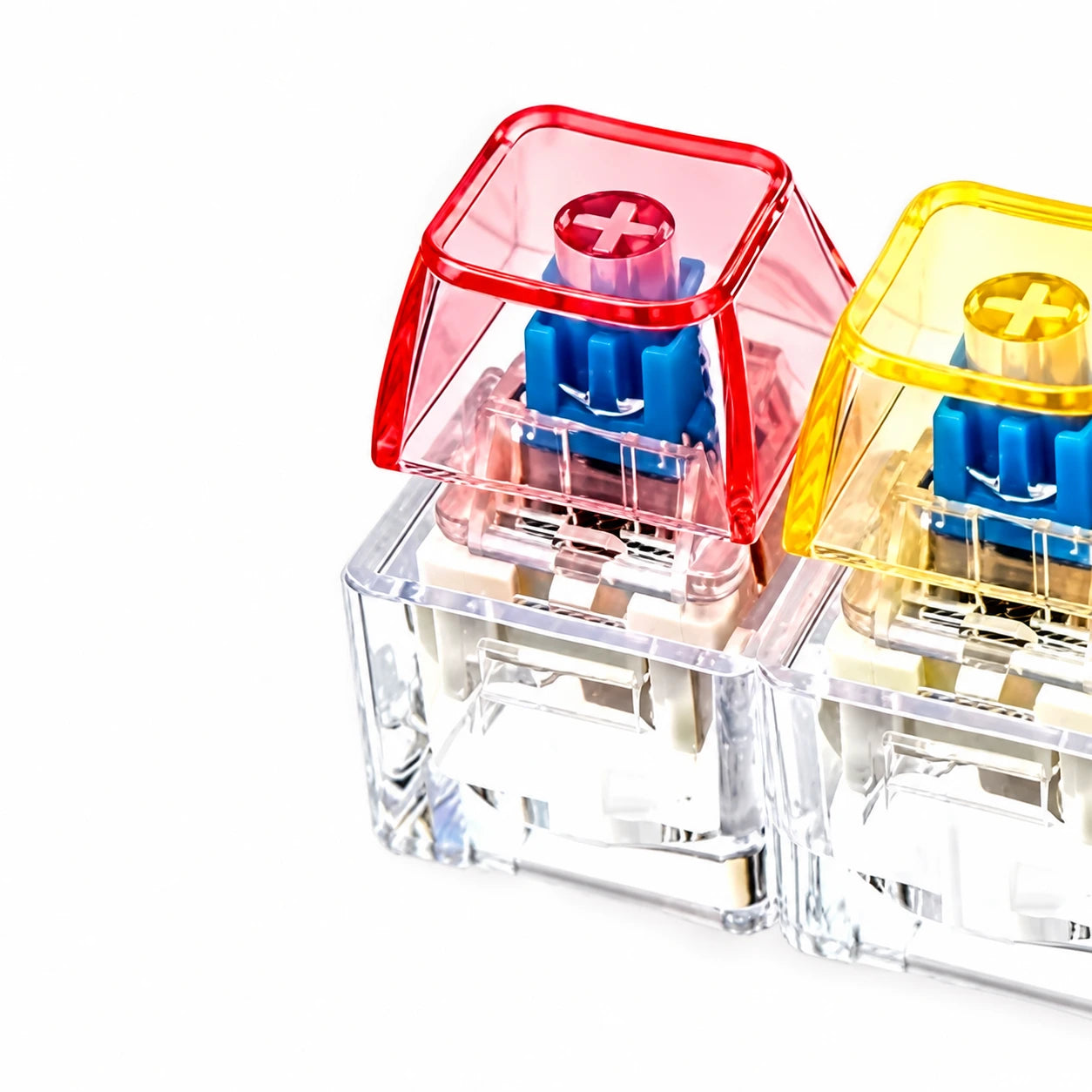 Mechanical switch keychain with colorful transparent keyboard switches